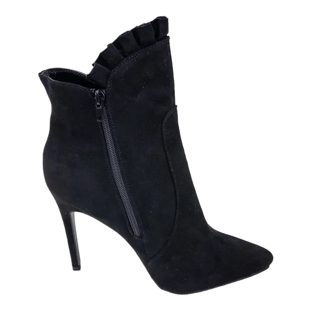 JustFab Black Latrice Lace Stiletto Heeled Ankle Boots Women's 11 Wide